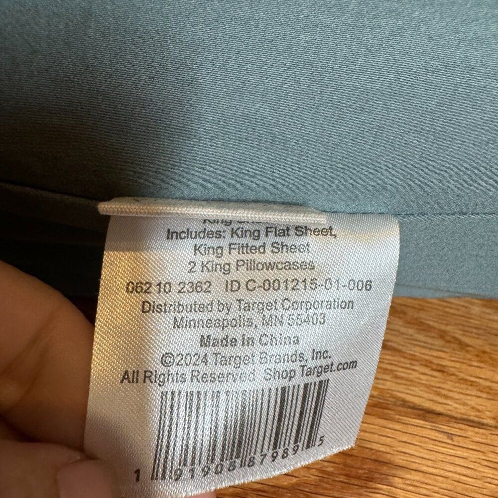 CASALUNA Thread Count‎ Washed Supima Sateen Light Teal Solid Sheet Set NWT king - Picture 8 of 8